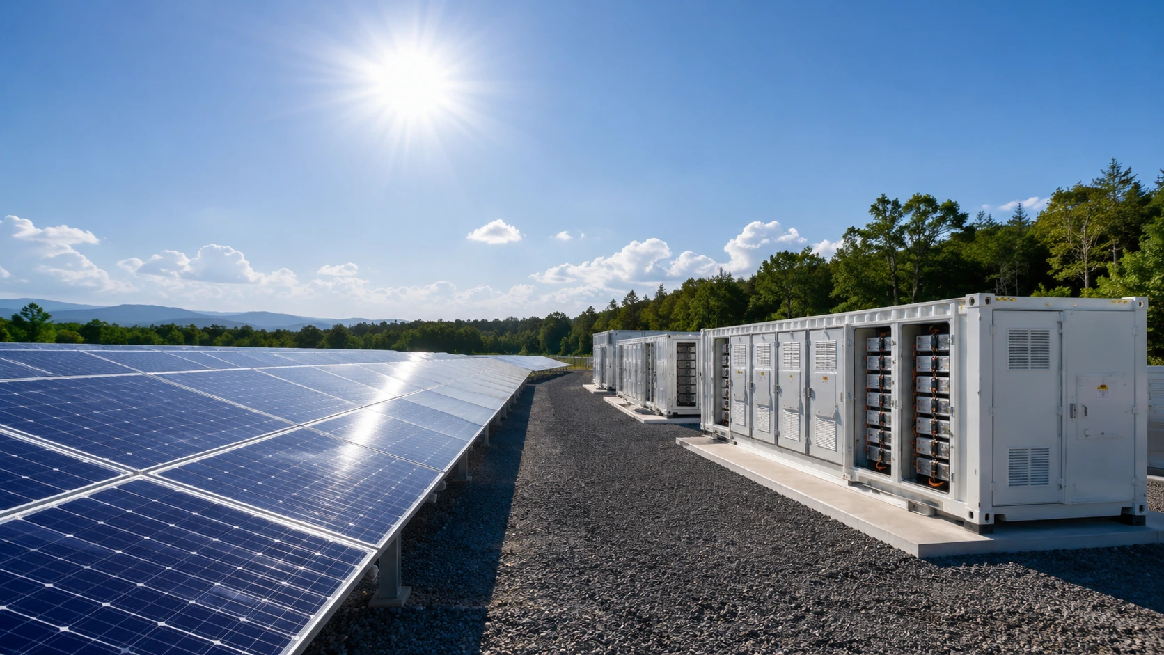 Parc fotovoltaic si sisteme de baterii pentru transferul energiei din timpul zilei spre seara